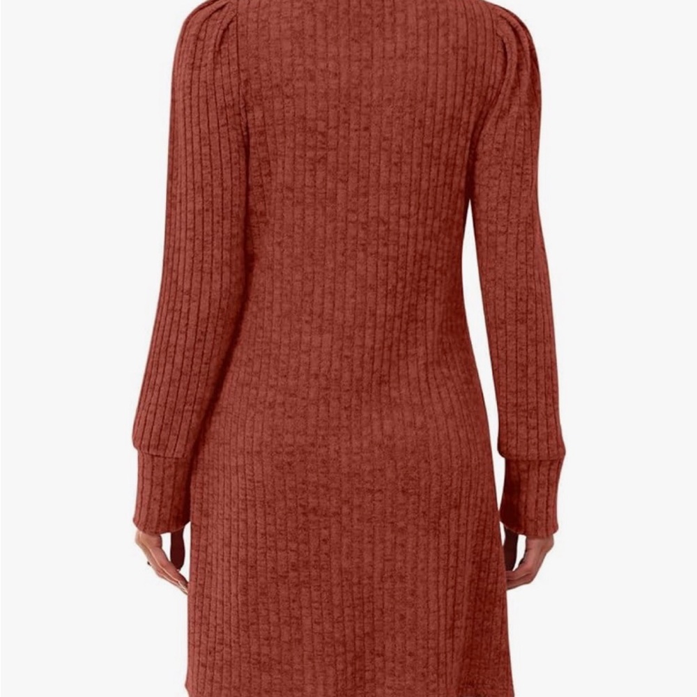 Long-sleeved, Ribbed Knit Dress - Picture 4 of 5